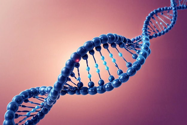 3D rendering of hightech dna molecular biochemistry background concept