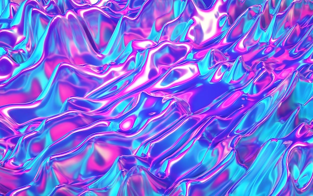 3d rendering holographic iridescent foil texture background