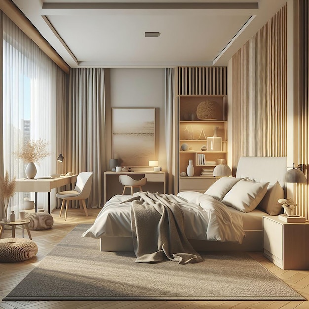 3d rendering of home inspiration modern luxury bedroom interior