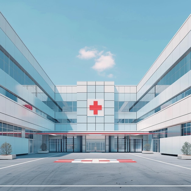 Photo 3d rendering of hospital building