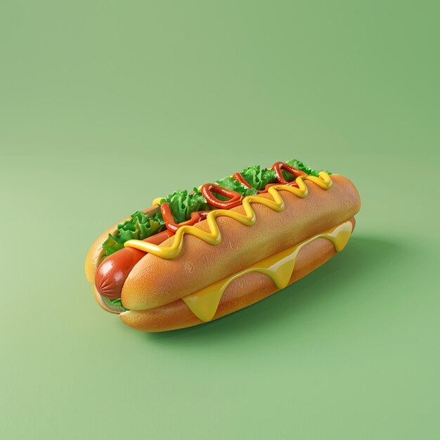 3d rendering of hotdog