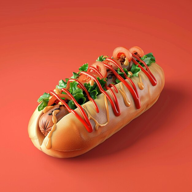 3d rendering of hotdog