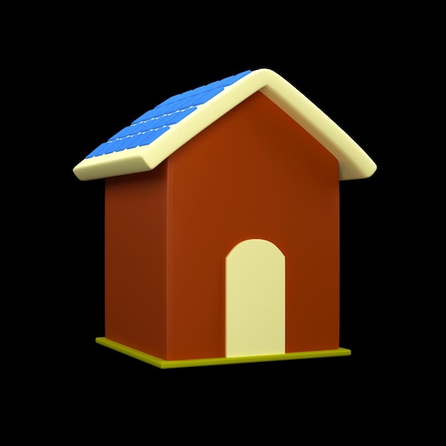 3D Rendering Of House Or Home Element On Black Background