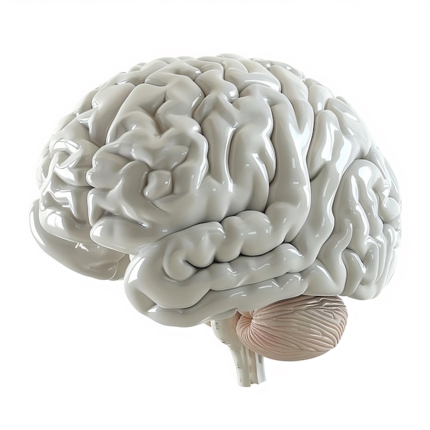 Photo 3d rendering of a human brain isolated on white background