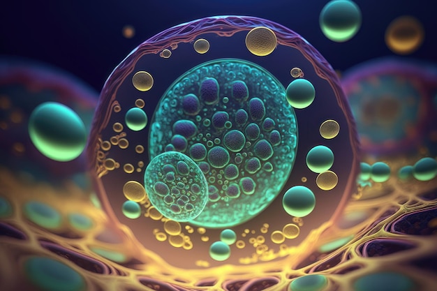 3d rendering of Human cell or Embryonic stem cell AI generation