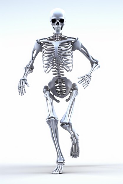 Photo 3d rendering human skeleton isolated on white background