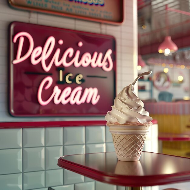 3d rendering of ice cream poster design