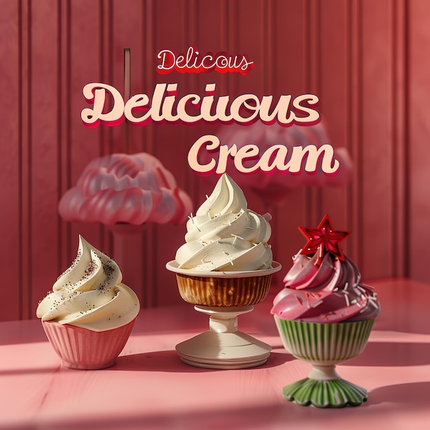 3d rendering of ice cream poster design