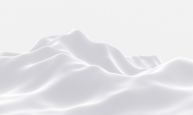 3D rendering. Ice mountain. White cold terrain.