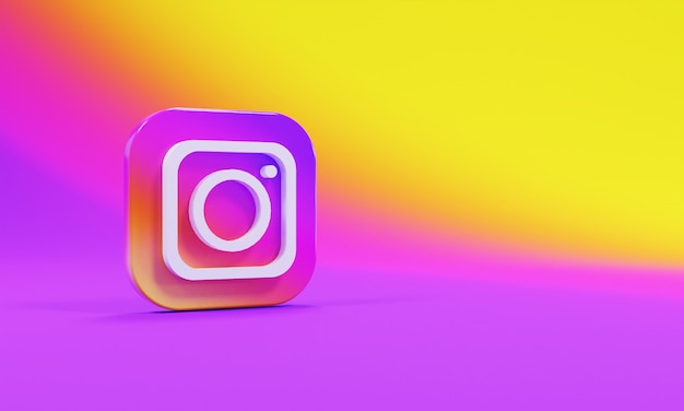 3d rendering icon logo instagram realistic