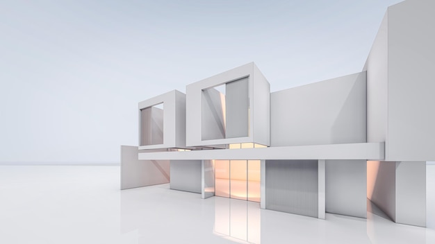 3D rendering illustration of modern house