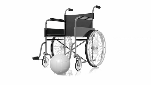 3d rendering illustration of wheelchair and volleyball