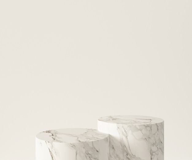 3D Rendering Illustration of white marble pedestal and modern decoration