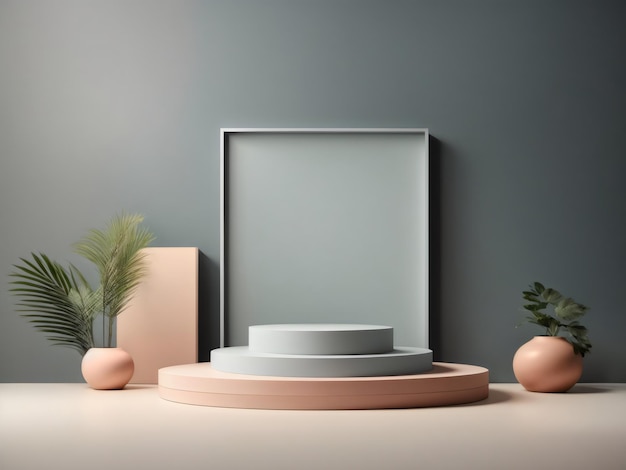 3d rendering image illustration of minimalism empty space podium display for product mockup