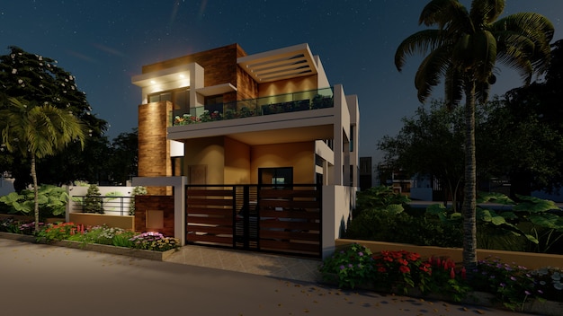 3d rendering of an individual modern house