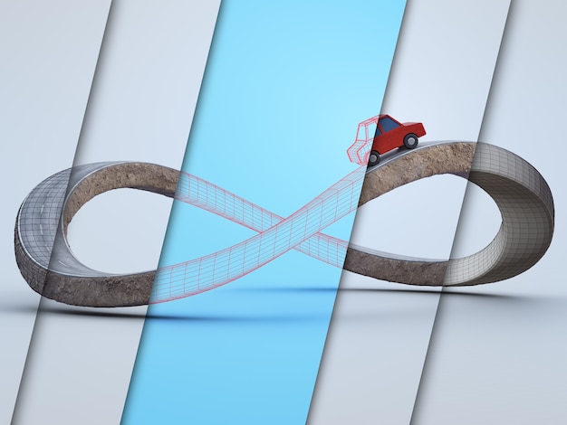 3D rendering of infinity symbol road in adventure route concept