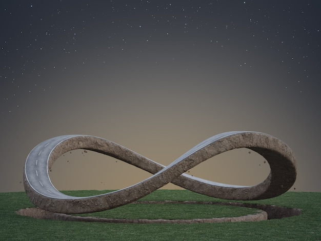 3D rendering of infinity symbol road in adventure route concept