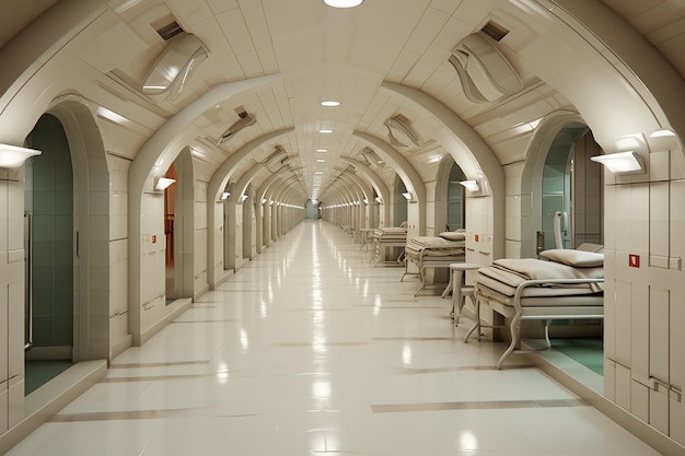 3D Rendering of Inside a Psychiatric Ward with Medical Equipment