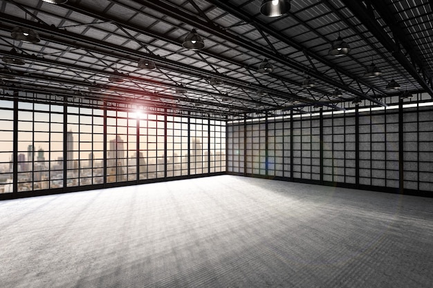 3d rendering interior empty factory