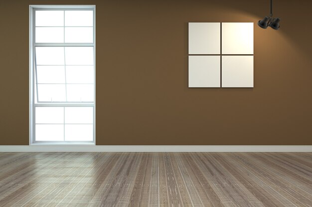 3d rendering interior of light on wall