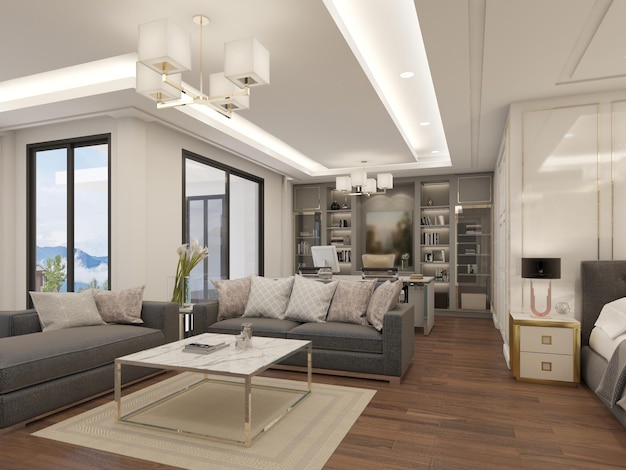 3d rendering of interior living room