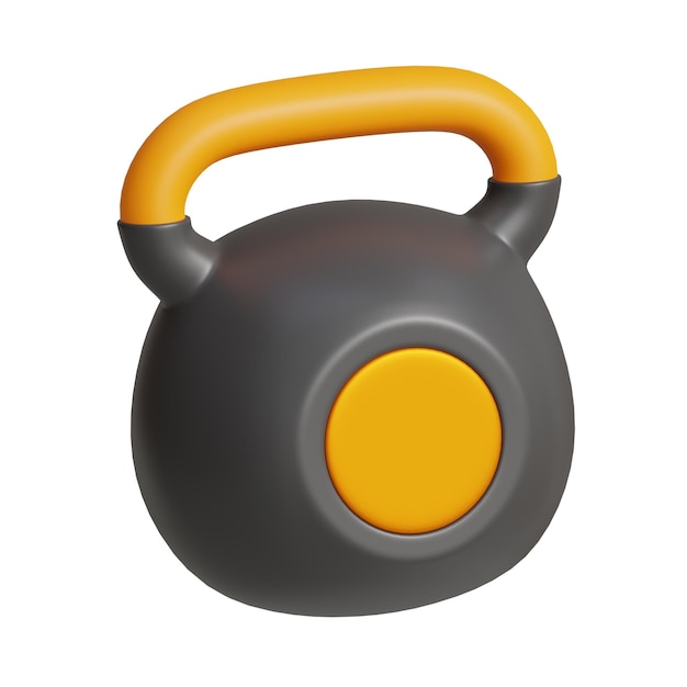 Photo 3d rendering of kettlebell fitness icon isolated on white background