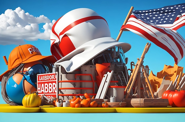 3d rendering labor day poster illustration