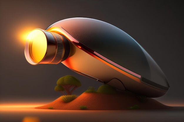 3d rendering of a lamp on a dark background with copy space