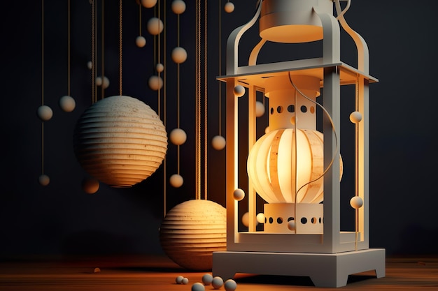 Photo 3d rendering of latern still life