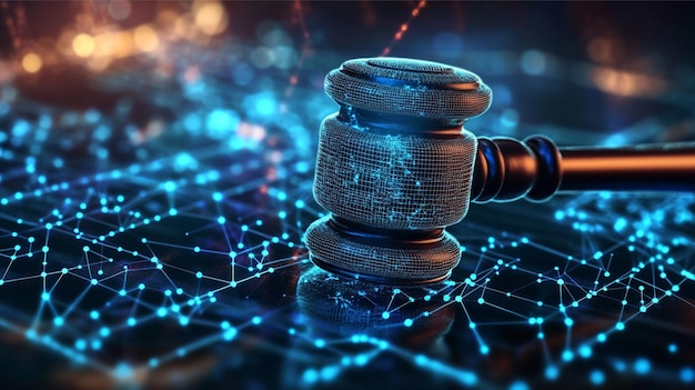 Photo 3d rendering of law and justice concept computer digital background