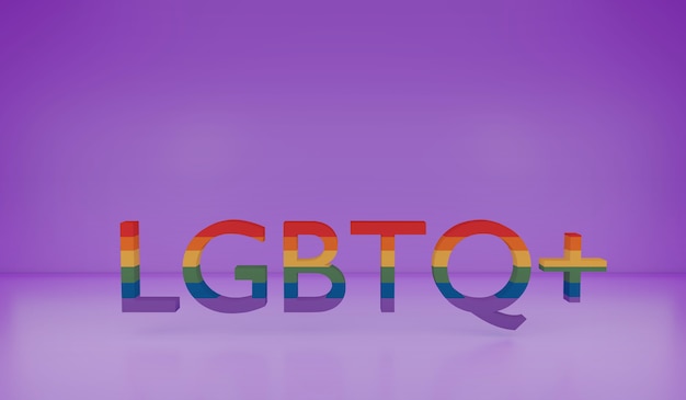 3D Rendering LGBTQ typography text background respect mentality of transgender concept equalable