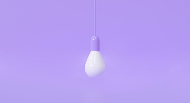 3d rendering of light bulb lamp on pastel purple background lightbulb idea