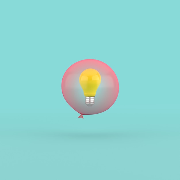 3d rendering of light bulb in a red balloon.