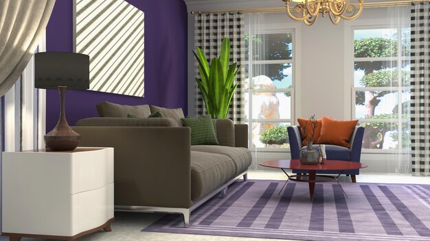 3d rendering of living room interior