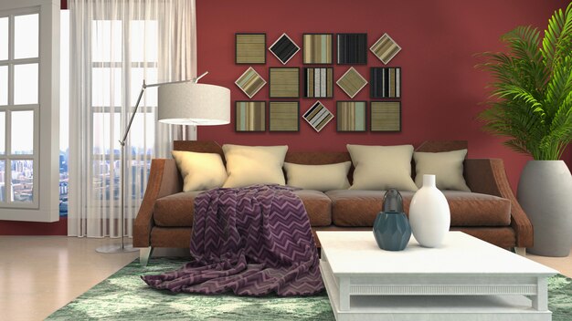 3d rendering of living room interior