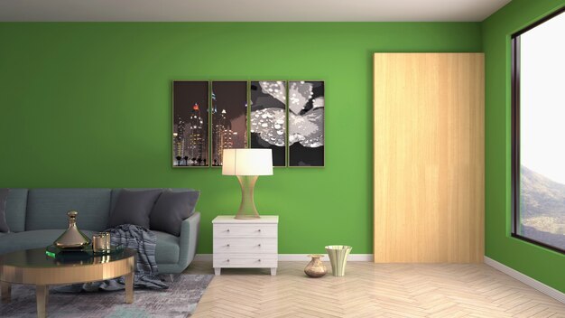 3d rendering of living room interior