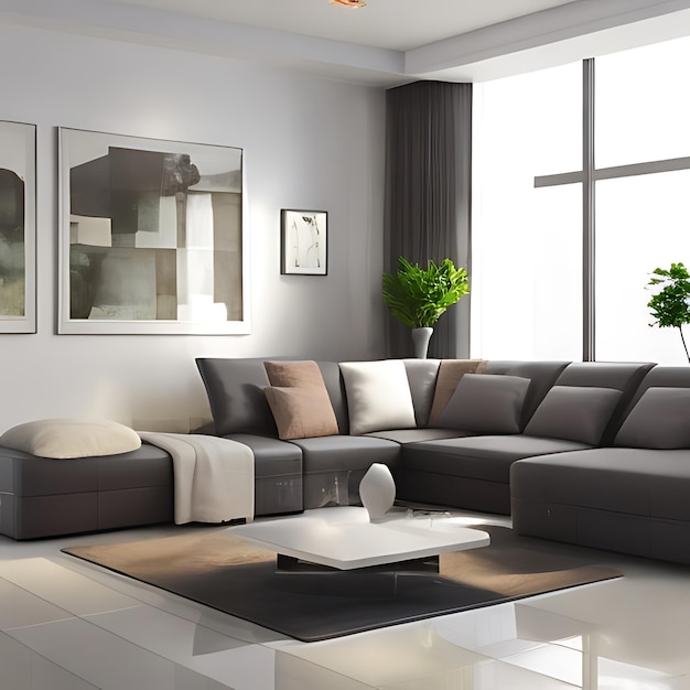 3d rendering living room with sofa