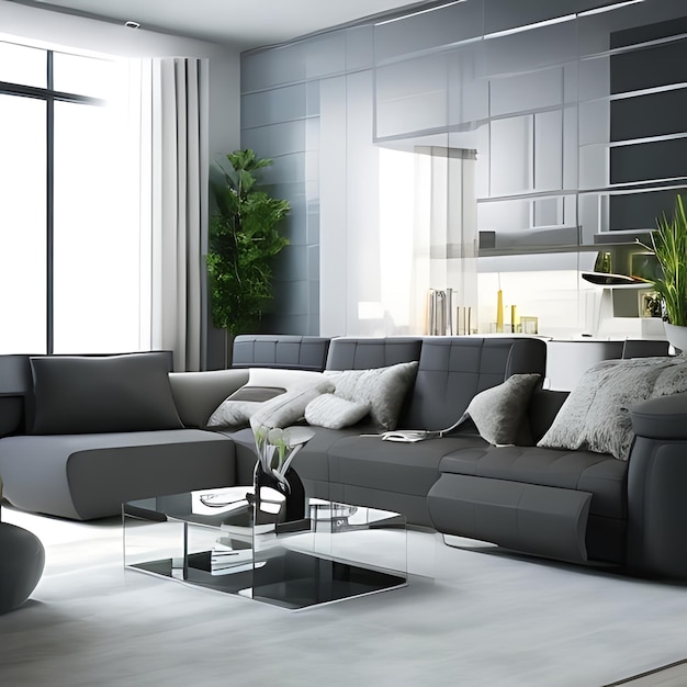 3d rendering living room with sofa