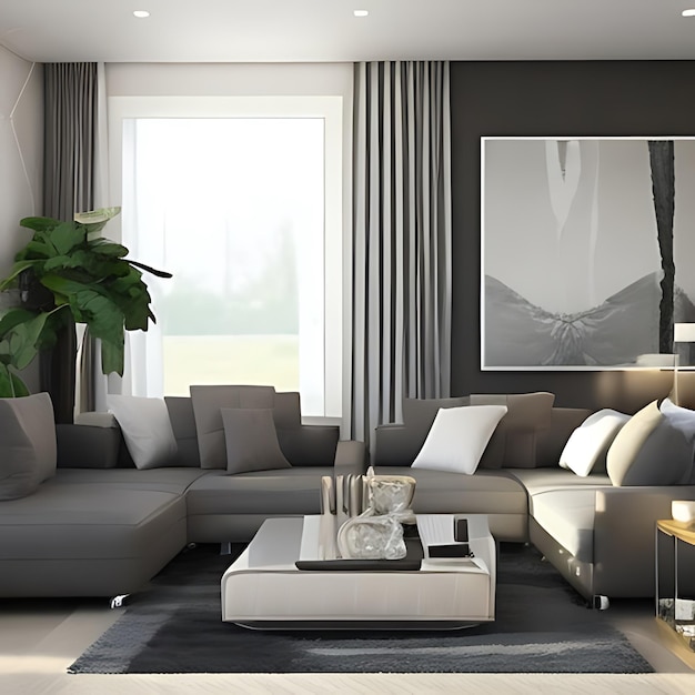 3d rendering living room with sofa