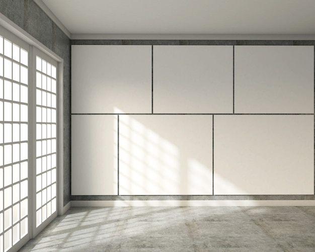 3d rendering of loft style, classroom with whiteboard and white brick wall