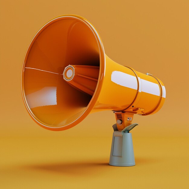 Photo 3d rendering of loudspeakers and megaphones