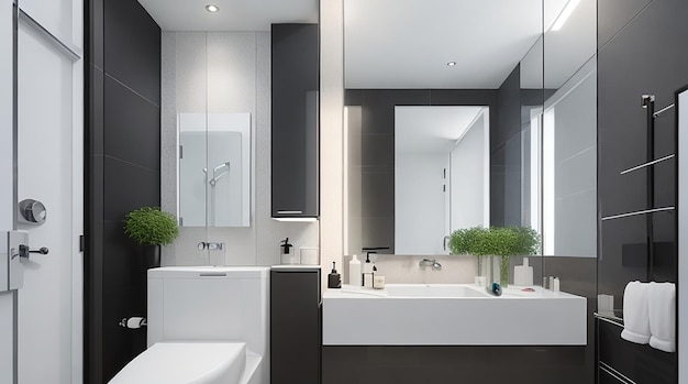 3d rendering luxury modern design bathroom and toilet