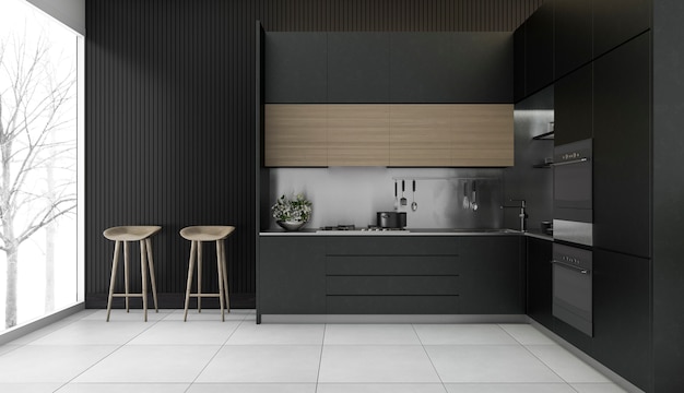 3d rendering of luxury modern kitchen