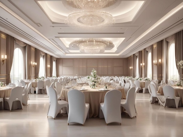 3d rendering luxury seminar meeting and banquet hall room