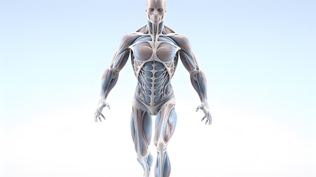 3D rendering male anatomy figure on white