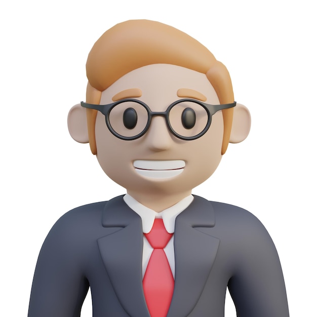 3d rendering male avatar businessman with suit and tie good for business or finance theme design