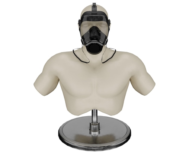 3d rendering mannequin with gas mask