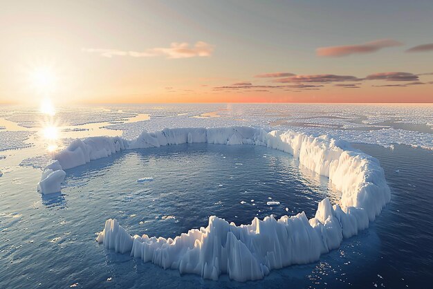 3D rendering melting of the north pole ice cap due to global warming