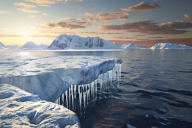 3D rendering melting of the north pole ice cap due to global warming