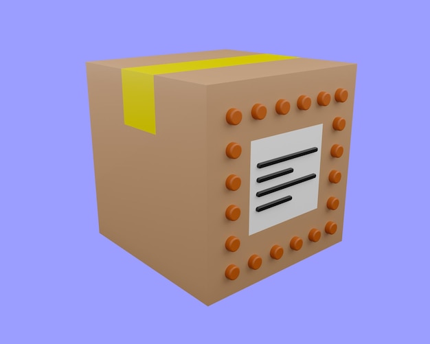 3d rendering of merchandise transport box icon.